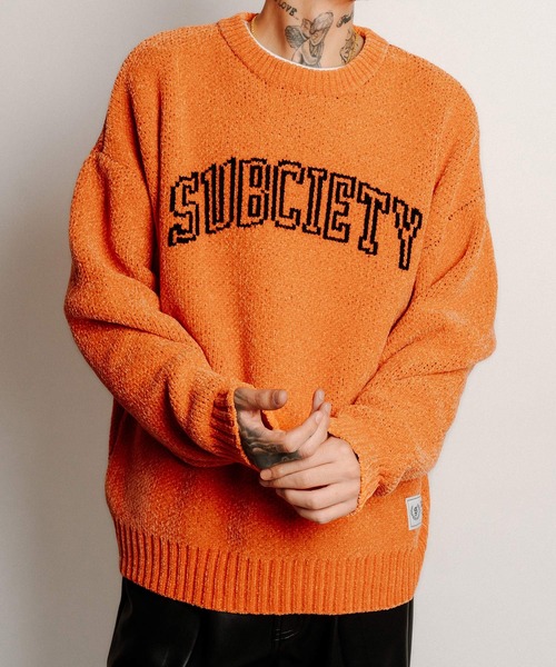 Subciety(サブサエティ)の「Chenille arc knit(ニット/セーター・メンズ・ブラック/グリーン/オレンジ・MEDIUM/LARGE/X-LARGE)」の3枚目の写真