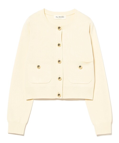 Ray BEAMS（レイビームス）の「メタル ボタン クルーネック カーディガン [手洗い可]（ニット/セーター・レディース・ブラック/ホワイト系その他6/レッド・ONE SIZE）」の16枚目の写真