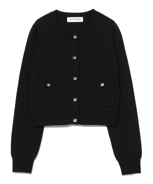 Ray BEAMS（レイビームス）の「メタル ボタン クルーネック カーディガン [手洗い可]（ニット/セーター・レディース・ブラック/ホワイト系その他6/レッド・ONE SIZE）」の19枚目の写真