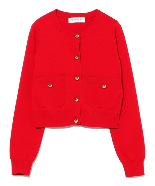 Ray BEAMS（レイビームス）の「メタル ボタン クルーネック カーディガン [手洗い可]（ニット/セーター・レディース・ブラック/ホワイト系その他6/レッド・ONE SIZE）」の22枚目の写真