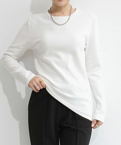 by LEGNA(バイレグナ)の「ラウンドネックロングTシャツ(Tシャツ/カットソー・レディース・杢グレー/ブラック/ホワイト/チャコール/モカ/ホワイト系/ベージュ系/ダークブラウン系/ブラック系/グレー系・MEDIUM/LARGE)」の13枚目の写真