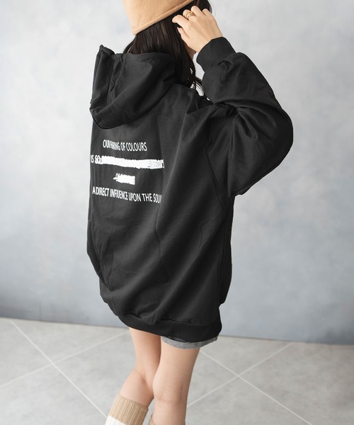 NinaetLina(ニナエリナ)の「薄手 ビックシルエット バックプリント プルパーカー(Tシャツ/カットソー・レディース・ネイビー/ブラック/グレー/ブラウン・FREE)」の6枚目の写真