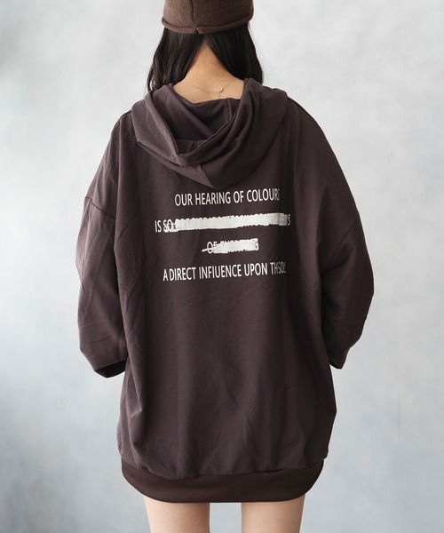 NinaetLina(ニナエリナ)の「薄手 ビックシルエット バックプリント プルパーカー(Tシャツ/カットソー・レディース・ネイビー/ブラック/グレー/ブラウン・FREE)」の13枚目の写真