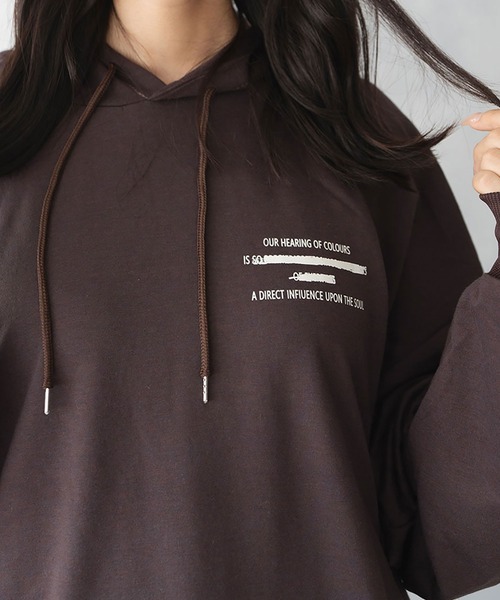 NinaetLina(ニナエリナ)の「薄手 ビックシルエット バックプリント プルパーカー(Tシャツ/カットソー・レディース・ネイビー/ブラック/グレー/ブラウン・FREE)」の19枚目の写真