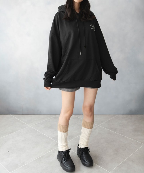 NinaetLina(ニナエリナ)の「薄手 ビックシルエット バックプリント プルパーカー(Tシャツ/カットソー・レディース・ネイビー/ブラック/グレー/ブラウン・FREE)」の21枚目の写真
