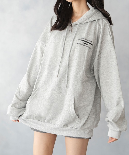 NinaetLina(ニナエリナ)の「薄手 ビックシルエット バックプリント プルパーカー(Tシャツ/カットソー・レディース・ネイビー/ブラック/グレー/ブラウン・FREE)」の22枚目の写真