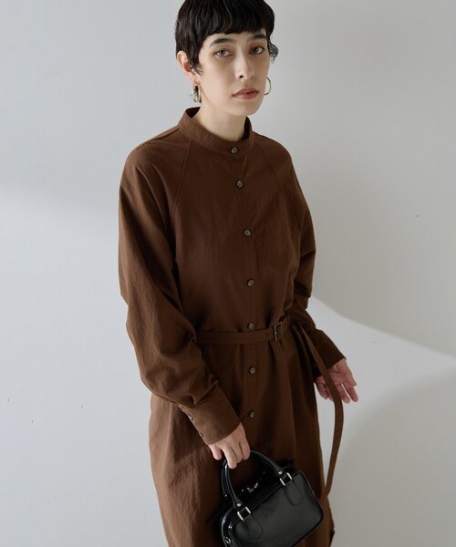 Whim Gazette（ウィムガゼット）の「ナイロンシャツドレス（ワンピース・レディース・グレー/ブラウン・FREE）」の11枚目の写真