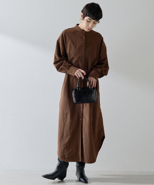 Whim Gazette（ウィムガゼット）の「ナイロンシャツドレス（ワンピース・レディース・グレー/ブラウン・FREE）」の12枚目の写真