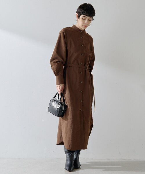 Whim Gazette（ウィムガゼット）の「ナイロンシャツドレス（ワンピース・レディース・グレー/ブラウン・FREE）」の10枚目の写真