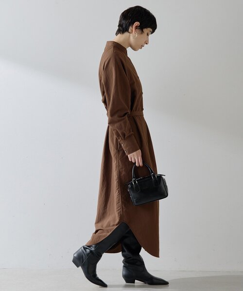 Whim Gazette（ウィムガゼット）の「ナイロンシャツドレス（ワンピース・レディース・グレー/ブラウン・FREE）」の9枚目の写真