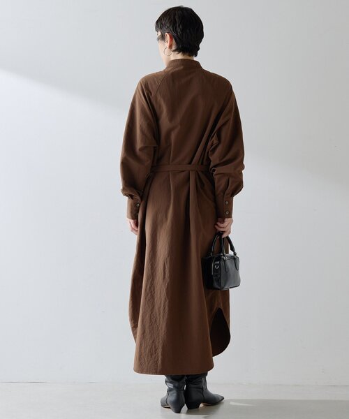 Whim Gazette（ウィムガゼット）の「ナイロンシャツドレス（ワンピース・レディース・グレー/ブラウン・FREE）」の8枚目の写真