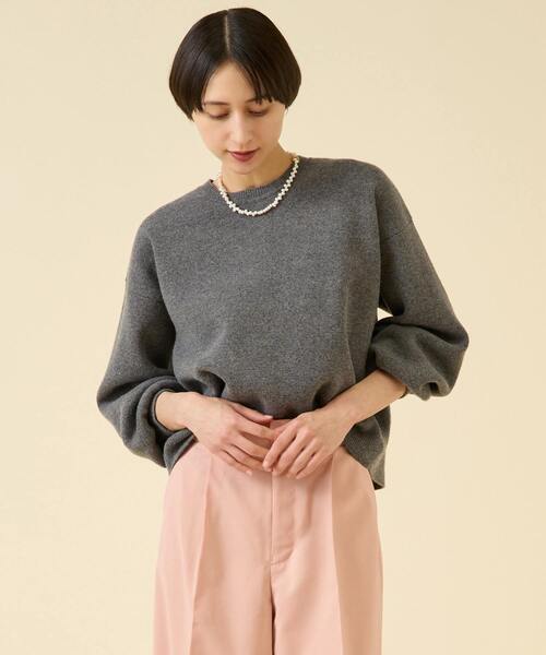 martinique（マルティニーク）の「ミラノリブフロンタブルプルオーバー（セットアップ可）（ニット/セーター・レディース・ブラック/グレー/オフホワイト・FREE）」の3枚目の写真