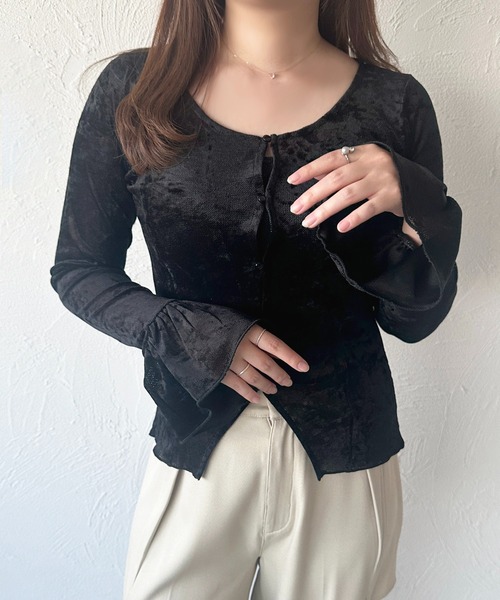 apres jour(アプレジュール)の「シアーベロアカーディガン(カーディガン/ボレロ・レディース・ダークブラウン/ブラック系その他・フリー/X-LARGE)」の13枚目の写真