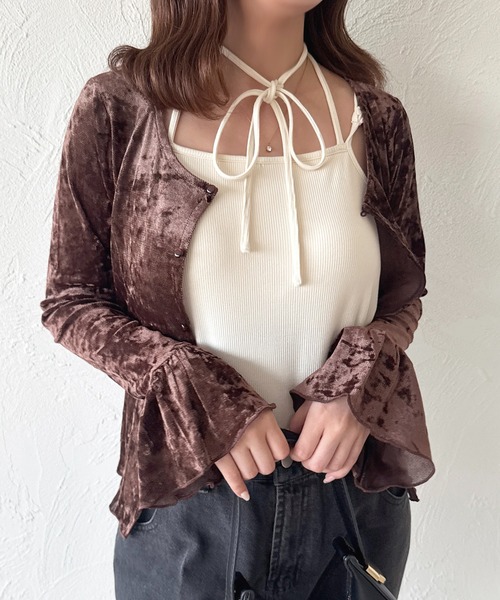 セール】シアーベロアカーディガン（カーディガン/ボレロ