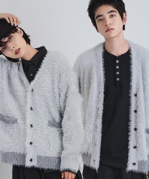 tk.TAKEO KIKUCHI（ティーケータケオキクチ）の「【WEB限定】バイカラーフェザーニットカーディガン（カーディガン/ボレロ・メンズ・ダークグリーン/ブラック/ライトグレー/ブルー・01/03/02）」の3枚目の写真