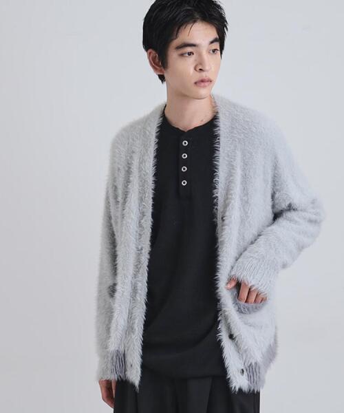 tk.TAKEO KIKUCHI（ティーケータケオキクチ）の「【WEB限定】バイカラーフェザーニットカーディガン（カーディガン/ボレロ・メンズ・ダークグリーン/ブラック/ライトグレー/ブルー・01/03/02）」の10枚目の写真