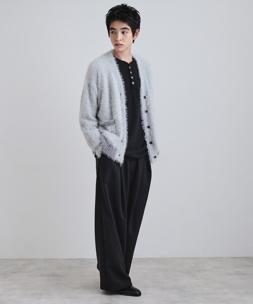tk.TAKEO KIKUCHI（ティーケータケオキクチ）の「【WEB限定】バイカラーフェザーニットカーディガン（カーディガン/ボレロ・メンズ・ダークグリーン/ブラック/ライトグレー/ブルー・01/03/02）」の12枚目の写真