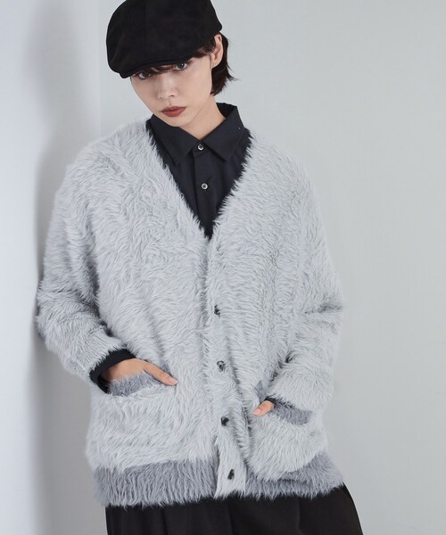 tk.TAKEO KIKUCHI（ティーケータケオキクチ）の「【WEB限定】バイカラーフェザーニットカーディガン（カーディガン/ボレロ・メンズ・ダークグリーン/ブラック/ライトグレー/ブルー・01/03/02）」の14枚目の写真