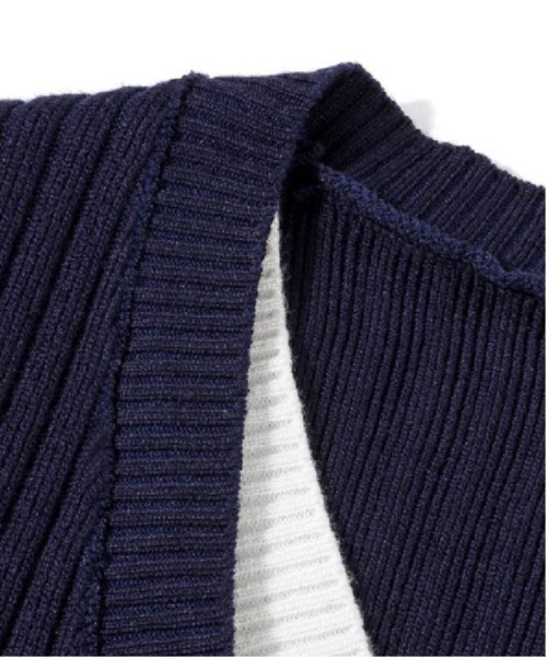 LA POMME petit(ラポミ・プチ)の「Fake Two Preppy Cardigan(カーディガン/ボレロ・レディース・グレー/ブルー・FREE)」の4枚目の写真
