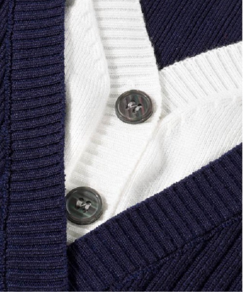 LA POMME petit(ラポミ・プチ)の「Fake Two Preppy Cardigan(カーディガン/ボレロ・レディース・グレー/ブルー・FREE)」の6枚目の写真