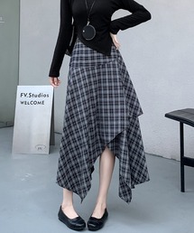 前後差ヘムチェックスカート