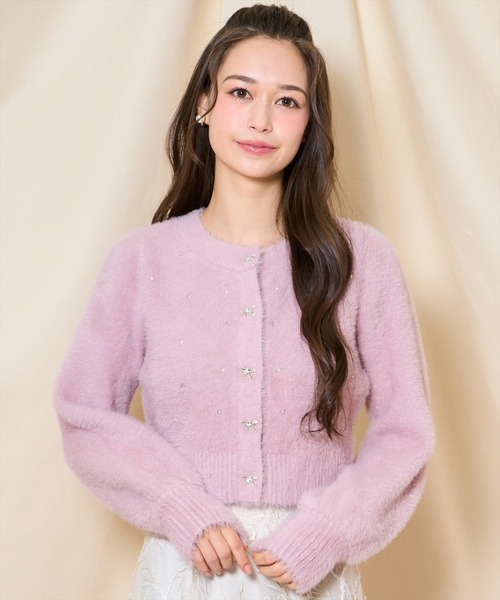 WILLSELECTION（ウィルセレクション）の「パール＆ビジューフェザーカーディガン（カーディガン/ボレロ・レディース・オフホワイト/ブラック/モカ/ダークブラウン/ピンク・FREE）」の5枚目の写真