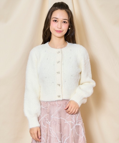 WILLSELECTION（ウィルセレクション）の「パール＆ビジューフェザーカーディガン（カーディガン/ボレロ・レディース・オフホワイト/ブラック/モカ/ダークブラウン/ピンク・FREE）」の22枚目の写真