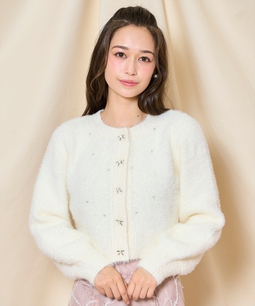 WILLSELECTION（ウィルセレクション）の「パール＆ビジューフェザーカーディガン（カーディガン/ボレロ・レディース・オフホワイト/ブラック/モカ/ダークブラウン/ピンク・FREE）」の21枚目の写真