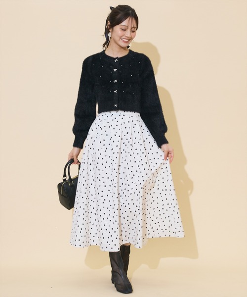 WILLSELECTION（ウィルセレクション）の「パール＆ビジューフェザーカーディガン（カーディガン/ボレロ・レディース・オフホワイト/ブラック/モカ/ダークブラウン/ピンク・FREE）」の6枚目の写真