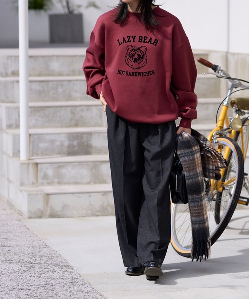 アニマルフロッキープリントオーバーサイズカレッジロゴスウェット