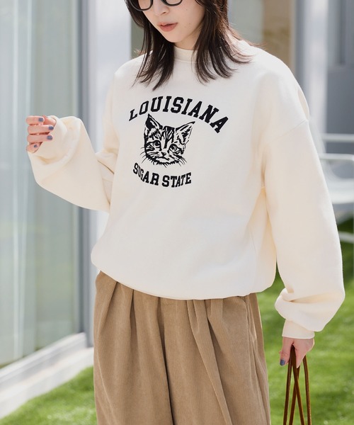 アニマルフロッキープリントオーバーサイズカレッジロゴスウェット