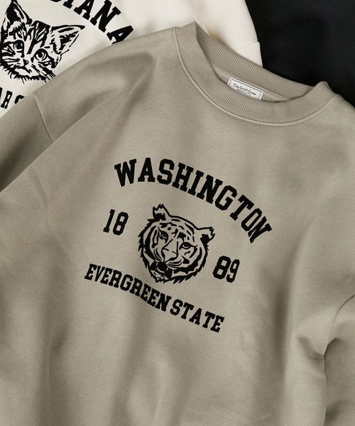 アニマルフロッキープリントオーバーサイズカレッジロゴスウェット