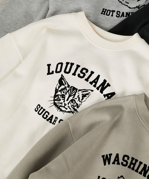 アニマルフロッキープリントオーバーサイズカレッジロゴスウェット