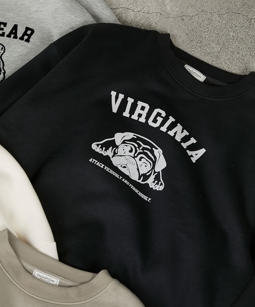 アニマルフロッキープリントオーバーサイズカレッジロゴスウェット