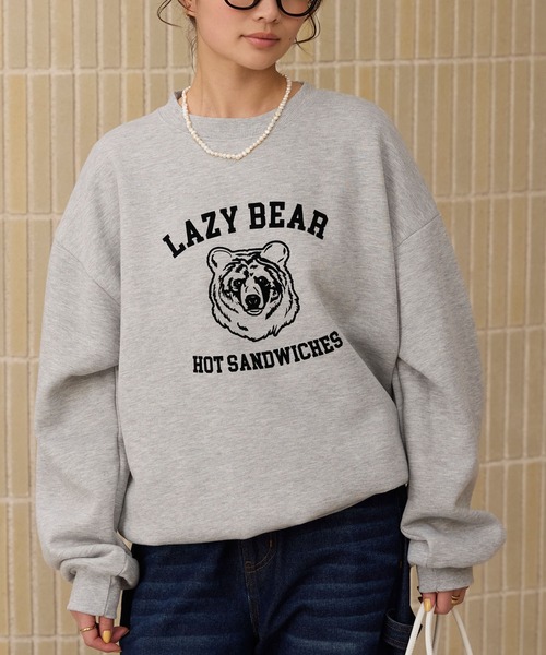 セール】アニマルフロッキープリントオーバーサイズカレッジロゴ