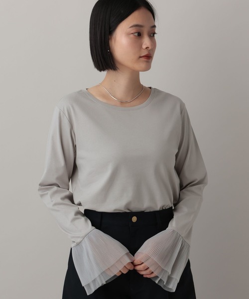 A part by(アパートバイ)の「ソデチュールプリーツプルオーバー_長袖(Tシャツ/カットソー・レディース・ブラック/ライトグレー/オフホワイト・FREE)」の3枚目の写真