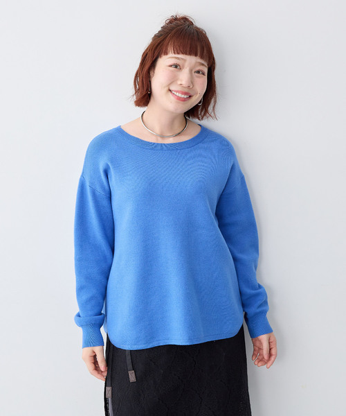 anyfee(エニフィー)の「【anyfee/大きいサイズ】裾ラウンドもっちりカラーニット(ニット/セーター・レディース・杢グレー/イエロー/ブラック/グリーン/ブルー・5L/4L/3L/LL)」の18枚目の写真