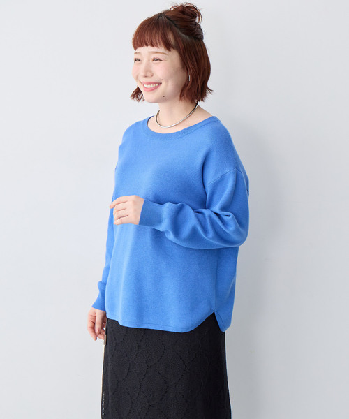 anyfee(エニフィー)の「【anyfee/大きいサイズ】裾ラウンドもっちりカラーニット(ニット/セーター・レディース・杢グレー/イエロー/ブラック/グリーン/ブルー・5L/4L/3L/LL)」の19枚目の写真