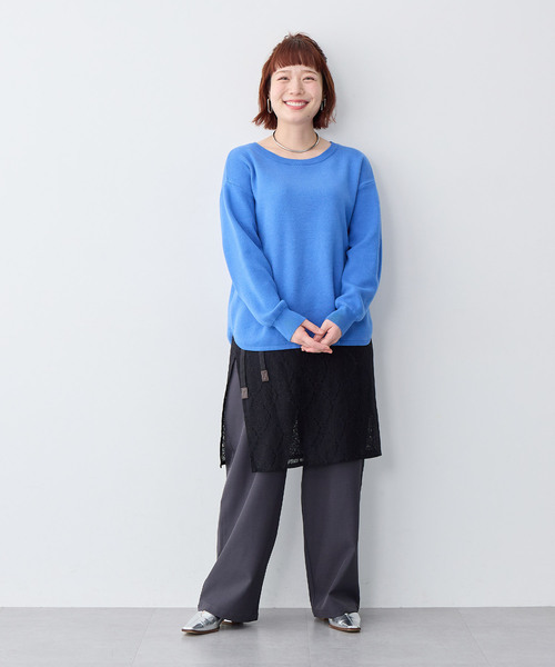 anyfee(エニフィー)の「【anyfee/大きいサイズ】裾ラウンドもっちりカラーニット(ニット/セーター・レディース・杢グレー/イエロー/ブラック/グリーン/ブルー・5L/4L/3L/LL)」の22枚目の写真