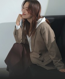 VIS | ヘリンボーンツイードベルテッドジャケット/セットアップ対応(テーラードジャケット)