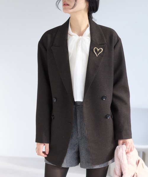 セール】ヘリンボーンツイードベルテッドジャケット/セットアップ対応