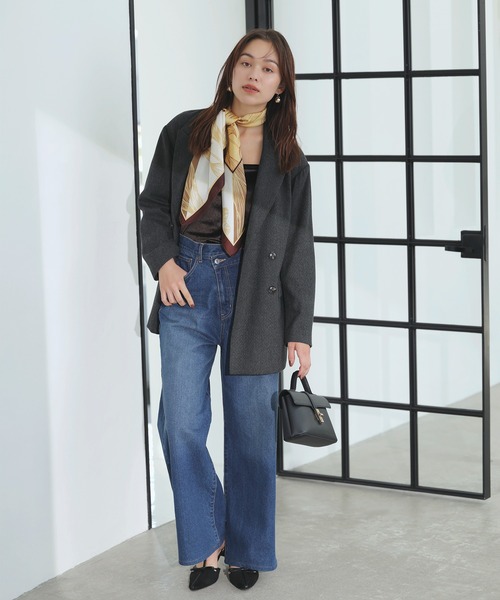 VIS（ビス）の「ヘリンボーンツイードベルテッドジャケット/セットアップ対応（テーラードジャケット・レディース・チャコールグレー/ダークブラウン/ベージュ系その他・FREE）」の11枚目の写真