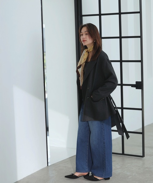 VIS（ビス）の「ヘリンボーンツイードベルテッドジャケット/セットアップ対応（テーラードジャケット・レディース・チャコールグレー/ダークブラウン/ベージュ系その他・FREE）」の13枚目の写真