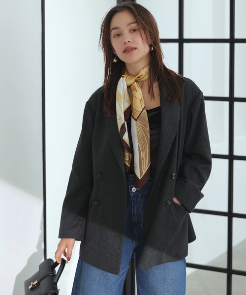 VIS（ビス）の「ヘリンボーンツイードベルテッドジャケット/セットアップ対応（テーラードジャケット・レディース・チャコールグレー/ダークブラウン/ベージュ系その他・FREE）」の8枚目の写真