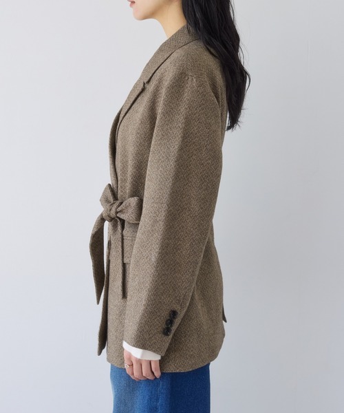 VIS（ビス）の「ヘリンボーンツイードベルテッドジャケット/セットアップ対応（テーラードジャケット・レディース・チャコールグレー/ダークブラウン/ベージュ系その他・FREE）」の20枚目の写真