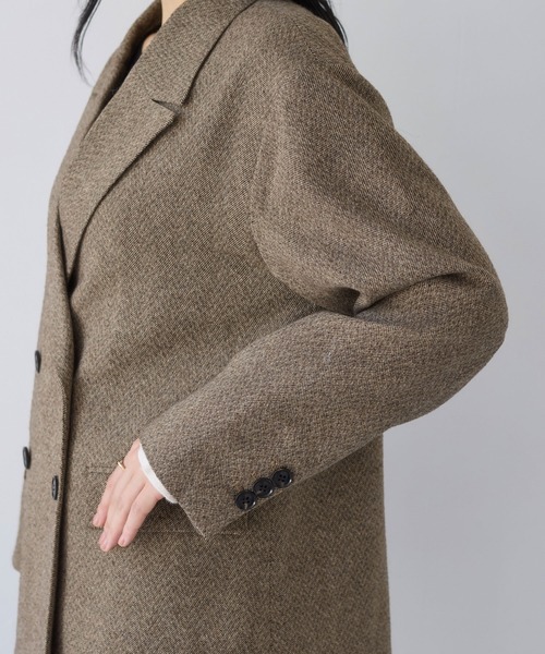 セール】ヘリンボーンツイードベルテッドジャケット/セットアップ対応