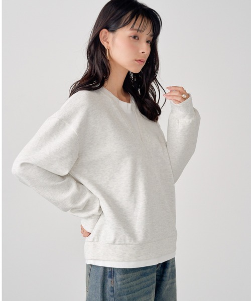 attiree(アティレー)の「レイヤードライクドッキングプルオーバー(スウェット・レディース・グレー/ライトグレー/ブラウン/ブラック・FREE)」の5枚目の写真