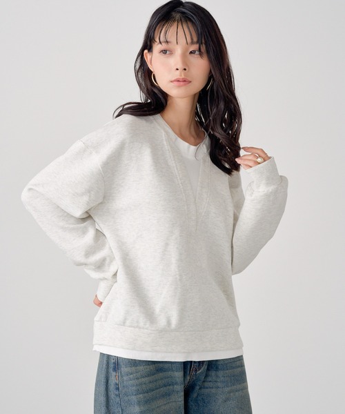attiree(アティレー)の「レイヤードライクドッキングプルオーバー(スウェット・レディース・グレー/ライトグレー/ブラウン/ブラック・FREE)」の6枚目の写真