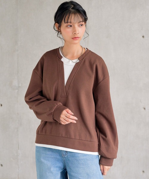 attiree(アティレー)の「レイヤードライクドッキングプルオーバー(スウェット・レディース・グレー/ライトグレー/ブラウン/ブラック・FREE)」の18枚目の写真
