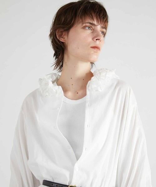 crinkle crinkle crinkle フリル　カラー　シャツ　ブラウス crinkle crinkle crinkle】cotton frill collar shirts/コットン